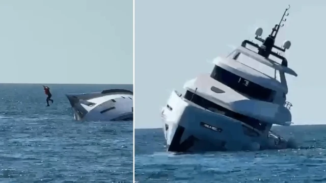 denizde can pazari yapimi tamamlanip sahibine teslim edilen luks yat 15 dakika sonra batti ajzrpf7P